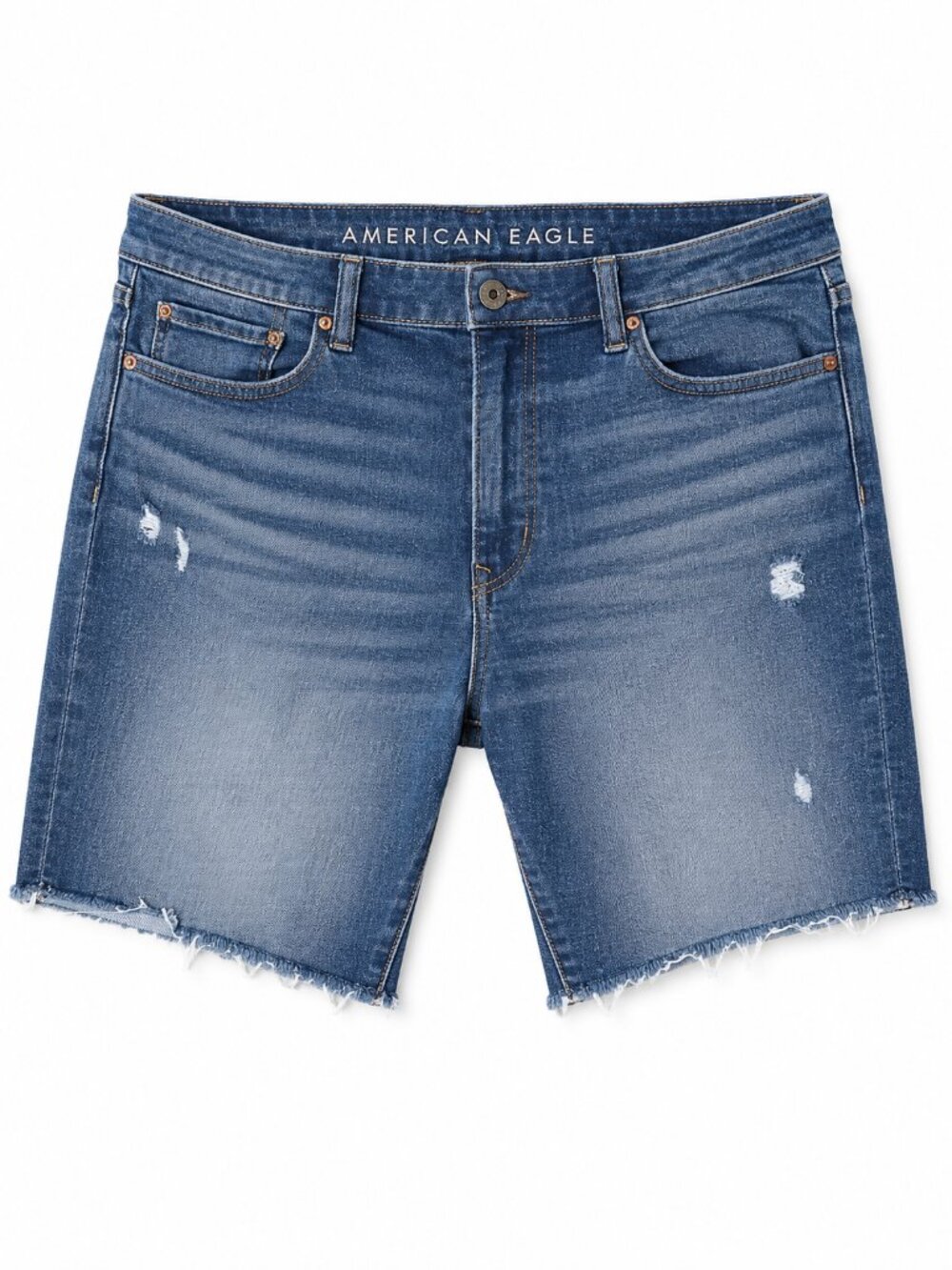 American Eagle AirFlex+ Denim Shorts Mens 38 Blue Distressed Raw Hem Stretch